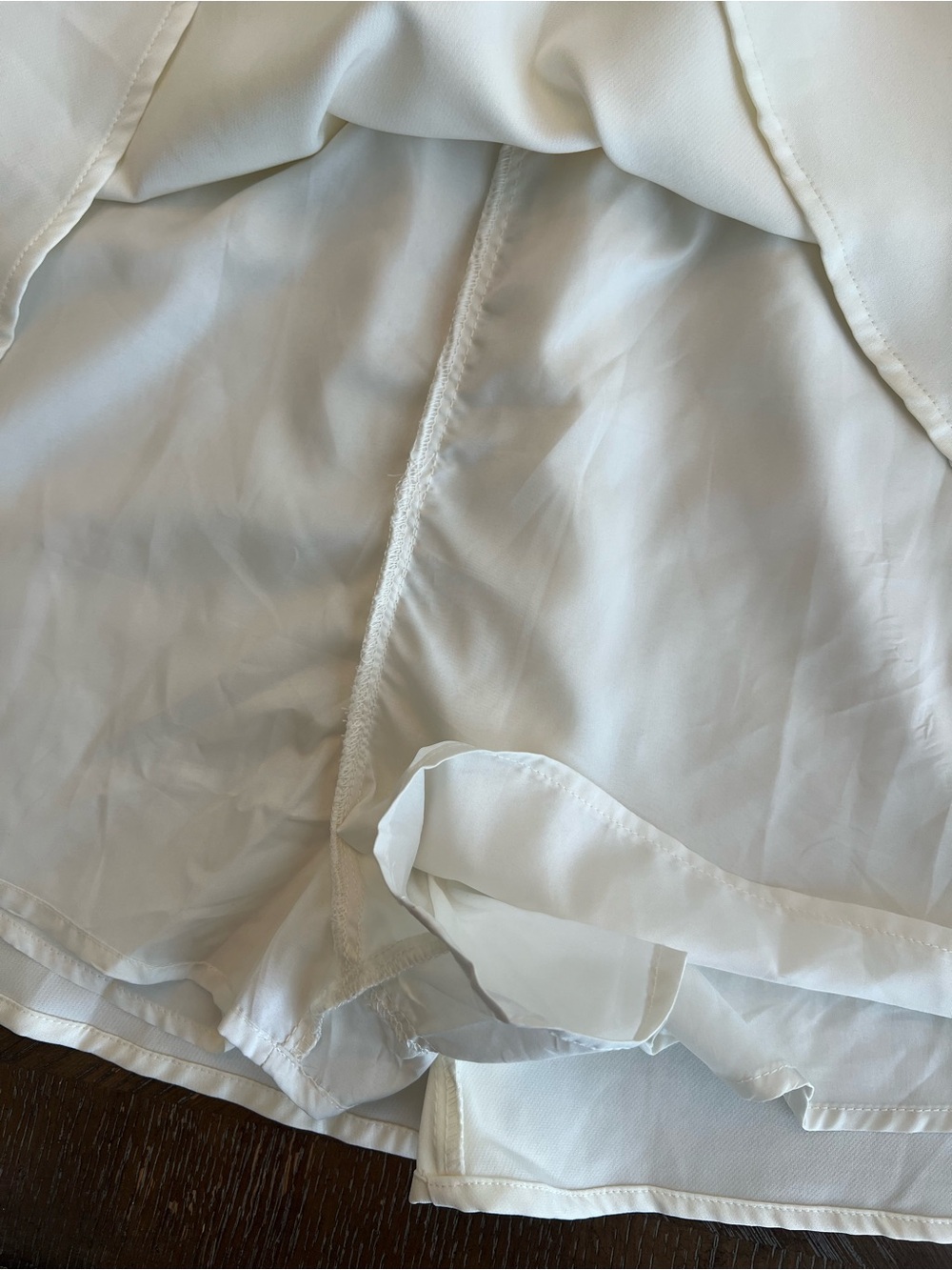 Ivory Ruffle-Sleeve V-Neck Mini Dress with Romper Lining - Picture 8 of 11